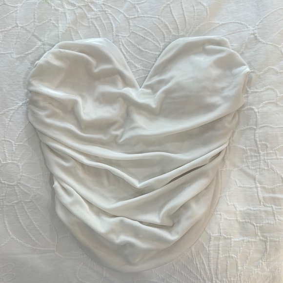 Express Tops - Heart-Shaped White suede Fabric Accent